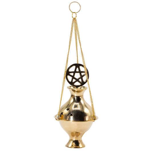 Hängendes Räuchergefäß aus Messing Pentagramm