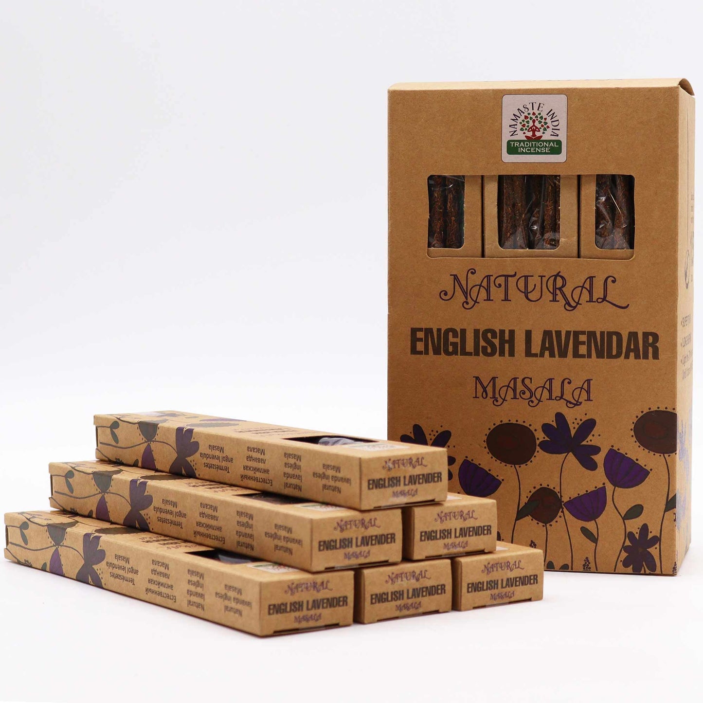 Natürliche botanische Masala Räucherstäbchen Englischer Lavendel, Produktansicht 3