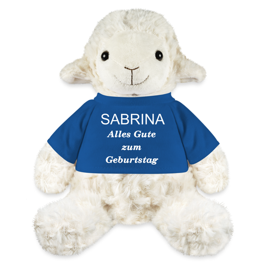 Personalisiertes Kuscheltier MiniFeet® Schaf Annika - Königsblau