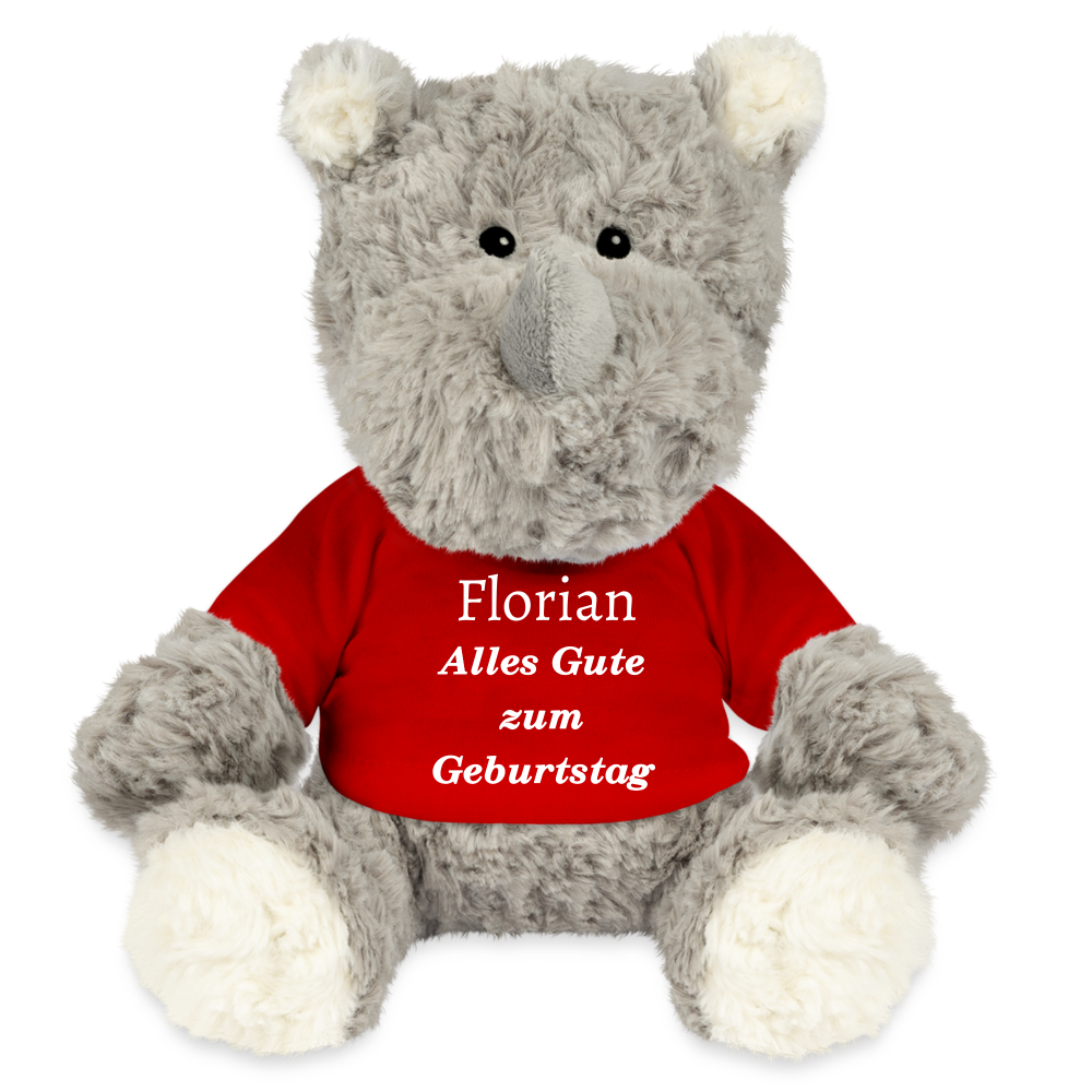 Personalisiertes Kuscheltier Stofftier Nashorn Svea - Rot