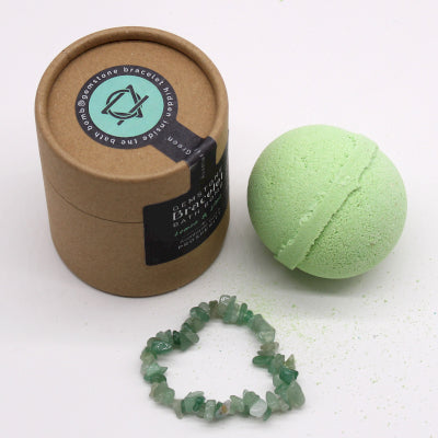 Badebombe mit Edelsteinarmband Grüner Aventurin