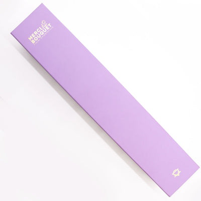 Extralange Seifenblumen Geschenkbox Lavendelfarbene Rose und Nelke