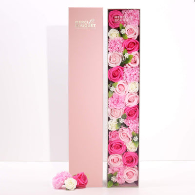 Extralange Seifenblumen Geschenkbox Babyglück Rosas