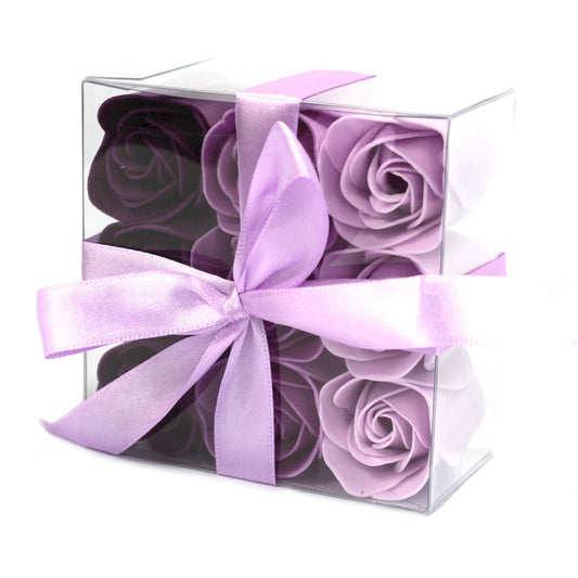 Geschenkset mit 9 Seifenblumen Lavendelrosen