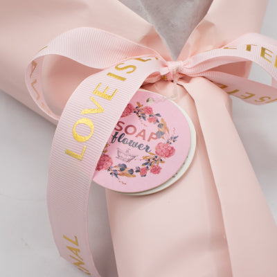 Großer Seifenblumenstrauß Rosa Rosen mit Grußkarte Ewige Liebe