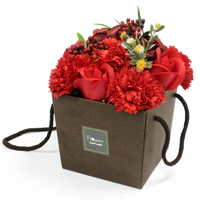 Seifenblumenstrauß Rote Rose und Nelke