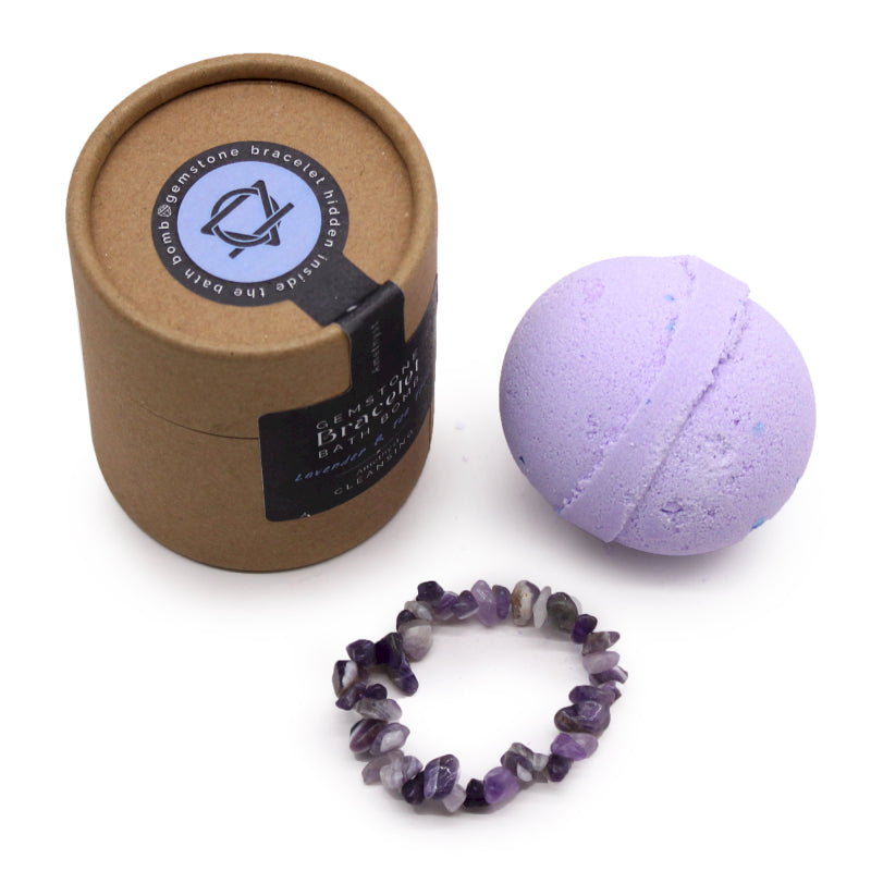 Badebombe mit Edelsteinarmband Amethyst
