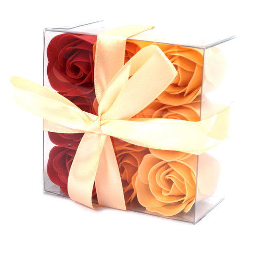 Geschenkbox mit 9 Seifenblumen Pfirsichfarbene Rosen