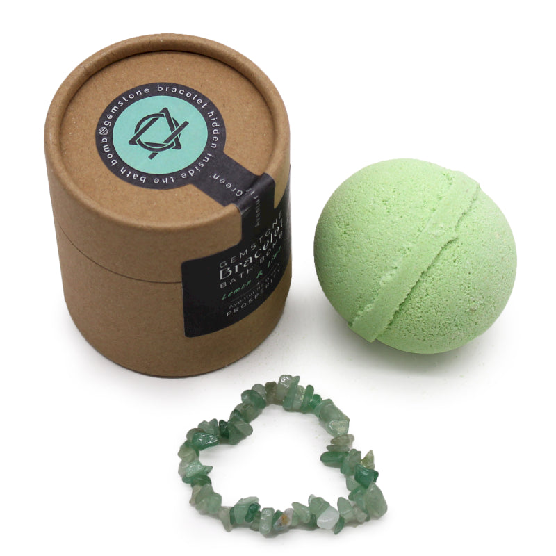 Badebombe mit Edelsteinarmband Grüner Aventurin