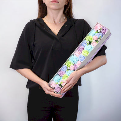 Extralange Seifenblumen Geschenkbox Babyglück Blaus