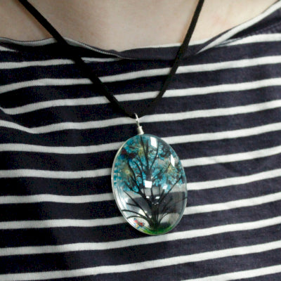 Schmuckset Lebensbaum mit echten Lavendelblüten