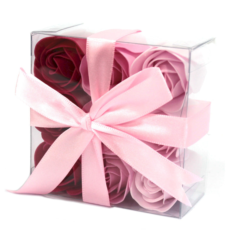 Geschenkset mit 9 Seifenblumen Rosa Roses