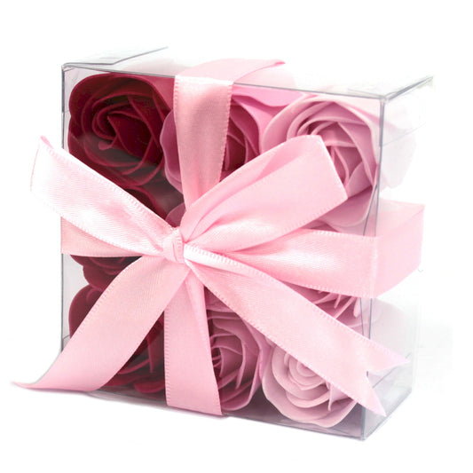 Geschenkset mit 9 Seifenblumen Rosa Roses