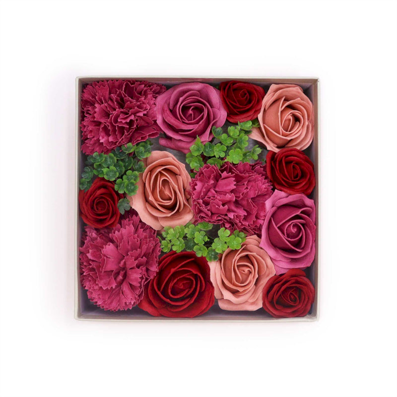 Quadratische Seifenblumen Geschenkbox Vintage Rosen