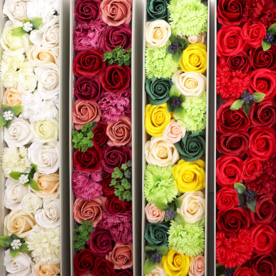 Extralange Seifenblumen Geschenkbox Frühlingsfreude Gelb und Grün