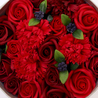 Runde Seifenblumen Geschenkbox Klassische rote Rosen