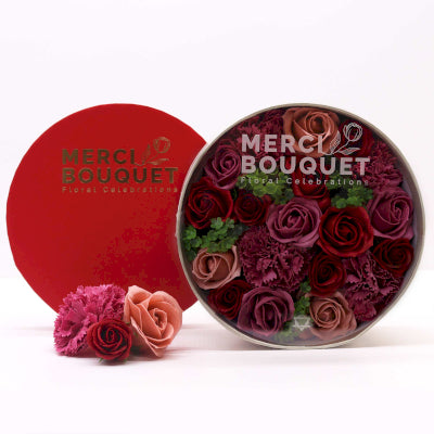Runde Seifenblumen Geschenkbox Vintage Rosen
