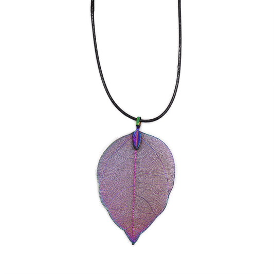 Halskette Mut Blatt mit Lavendel