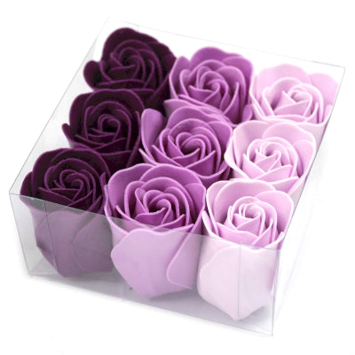 Geschenkset mit 9 Seifenblumen Lavendelrosen