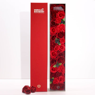 Extralange Seifenblumen Geschenkbox Klassische rote Rosen