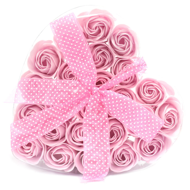 Herz Geschenkbox mit 24 Seifenblumen Rosa Rosen