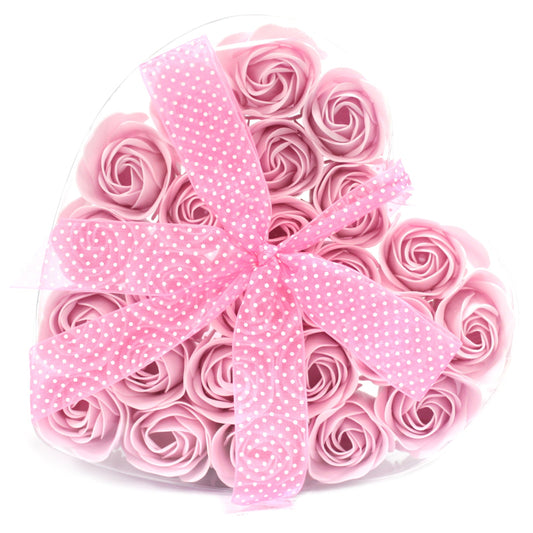 Herz Geschenkbox mit 24 Seifenblumen Rosa Rosen