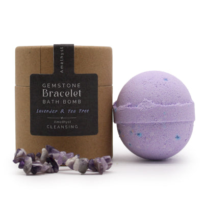 Badebombe mit Edelsteinarmband Amethyst