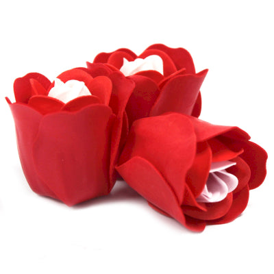 Herz Geschenkbox mit 3 Seifenblumen Rote Rosen