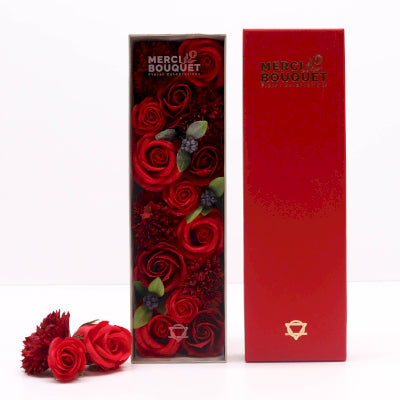 Lange Seifenblumen Geschenkbox Klassische rote Rosen