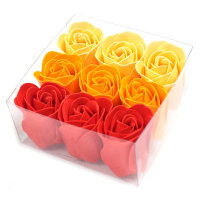 Geschenkbox mit 9 Seifenblumen Pfirsichfarbene Rosen