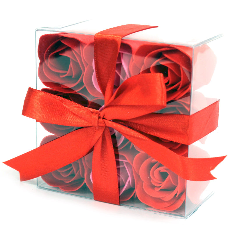 Geschenkset mit 9 Seifenblumen Rote Rosen