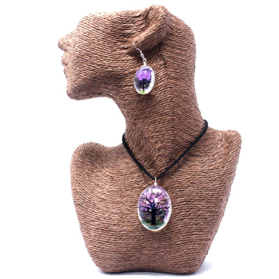 Schmuckset Lebensbaum mit echten Lavendelblüten