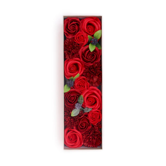 Lange Seifenblumen Geschenkbox Klassische rote Rosen