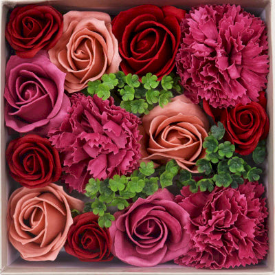 Quadratische Seifenblumen Geschenkbox Vintage Rosen