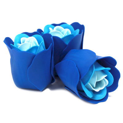 Herz Geschenkbox mit 3 Seifenblumen Blaue Hochzeitsrosen