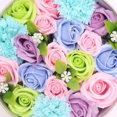 Runde Seifenblumen Geschenkbox Babyglück Blaus