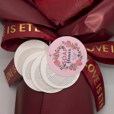 Großer Seifenblumenstrauß Rote Rosen mit Grußkarte Ewige Liebe
